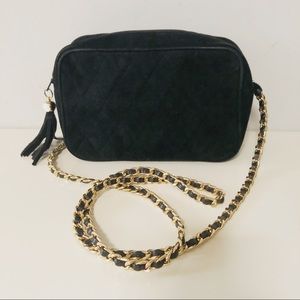 Vintage 1990s Holt Renfrew suede camera bag